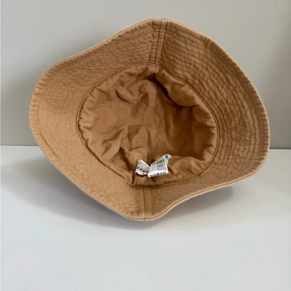 Butterfly Embroidered Cotton Bucket Hat - Tan with Black Butterflies